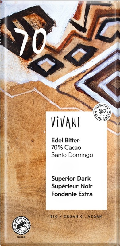 Bio hořká čokoláda 70% Santo Domingo VIVANI 100g