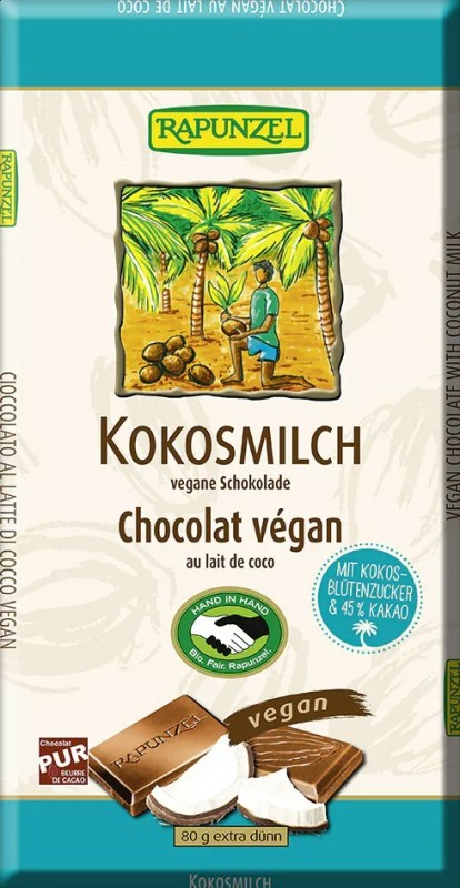 Bio vegan čokoláda KOKOSOVÉ MLÉko RAPUNZEL 80 g