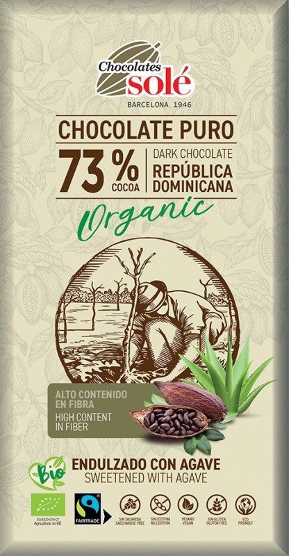 Bio hořká čokoláda  se sirupem z agáve SOLE 100g
