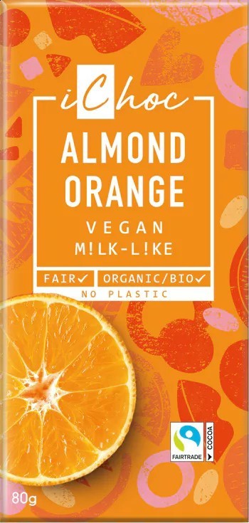 Bio vegan čokoláda mandle pomeranč iChoc 80 g