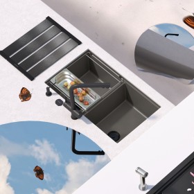 Kuchyňská trojcestná baterie Schock Vitus černá