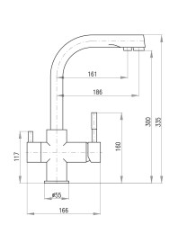 Kuchyňská trojcestná baterie Harmonia,černá, matná