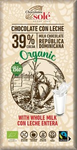 Bio mléčná čokoláda 39 % SOLÉ 100 g